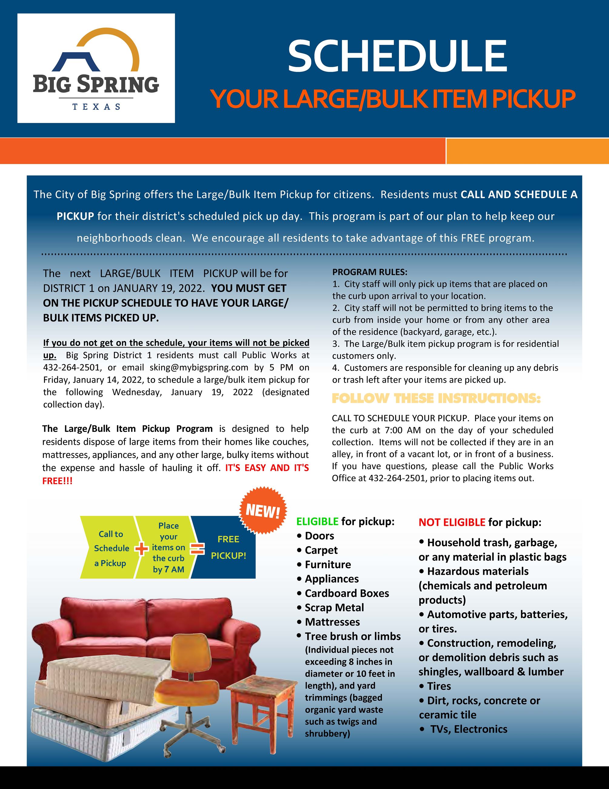 Large Bulk Item Pickup JANUARY 2022