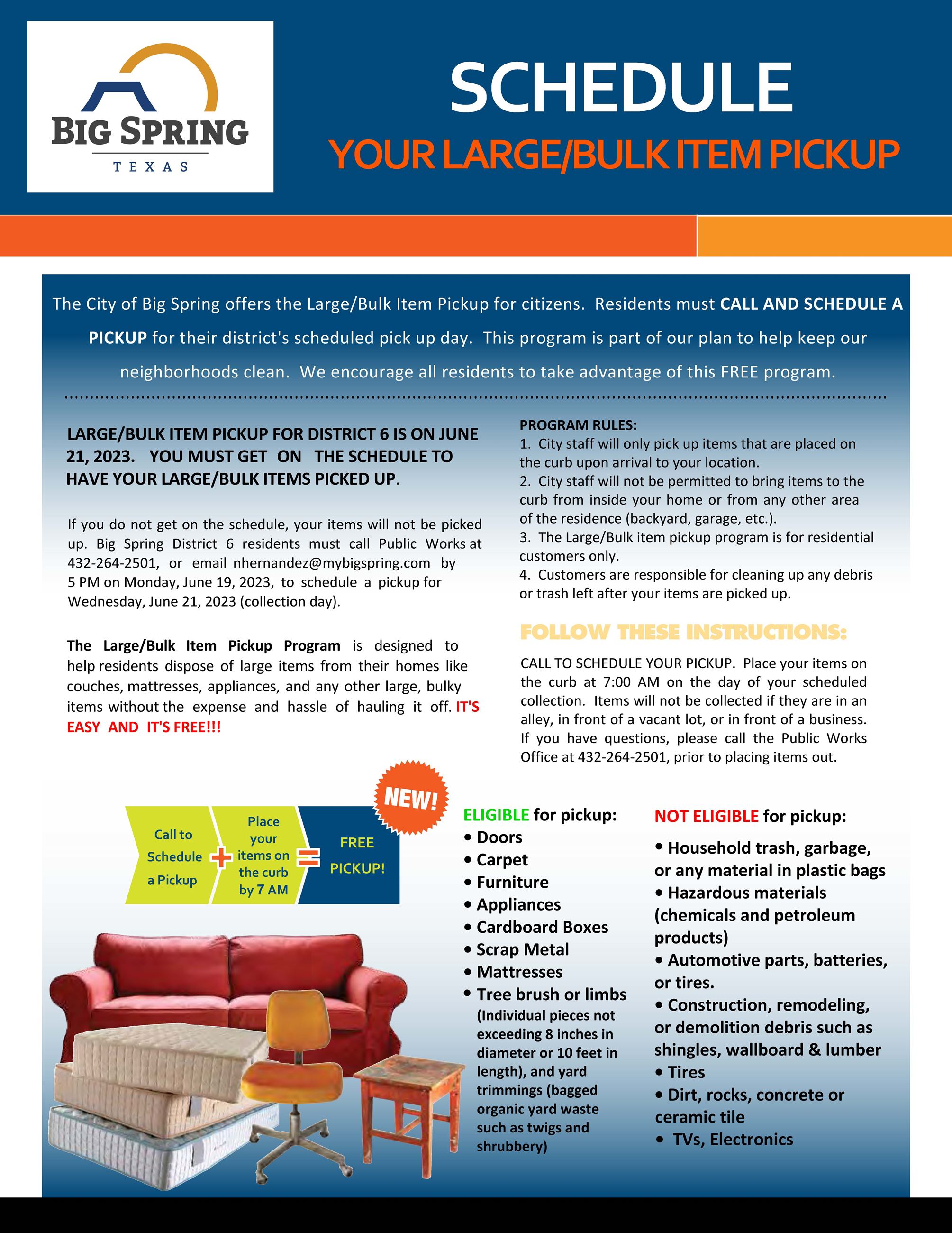 Large Bulk Item Pickup JUNE 2023